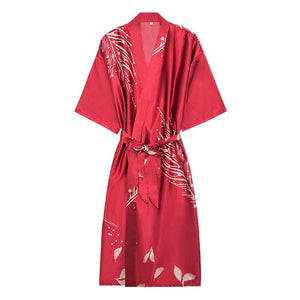 Yaoting silk wedding pajamas ladies spring and summer long bridesmaid red bride morning gown home gown 2