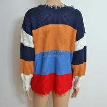 Load image into Gallery viewer, Split knit sweater v-neck knit sweater