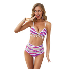 Load image into Gallery viewer, Sexy Stripe Tassel Two-piece Swimsuit Bikini