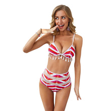 Load image into Gallery viewer, Sexy Stripe Tassel Two-piece Swimsuit Bikini