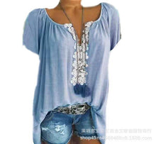 Load image into Gallery viewer, A Short-sleeved Shirt with A Short-sleeved Lace.