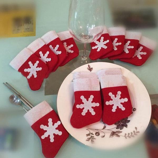 10Pcs/Set Christmas Socks Cutlery Tableware Holder Sets Dinner Decor