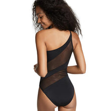 Load image into Gallery viewer, New Sexy One-shoulder Gauze Stitching Covering Belly Slimming One-piece Swimsuit