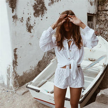 Load image into Gallery viewer, Lace Shirt Style Beach Cover Up Sexy Cardigan Vacation Bikini Cover Up