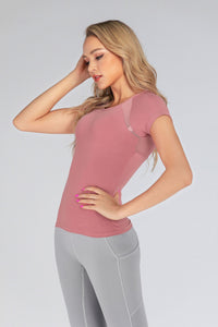 Yoga suit short-sleeved top gathers beauty back sexy mesh sports quick dry fitness yoga suit T-shirt
