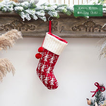Load image into Gallery viewer, Christmas ornaments knitted Christmas stockings woolen socks red and white elk gift bags children&#39;s gift bags