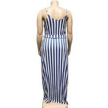 Load image into Gallery viewer, Large Women&#39;s Stripe Loose Dress with Belt and Suspender Summer