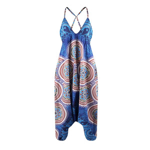 Loose Digital Print Women's Casual Open Back Sexy Jumpsuit