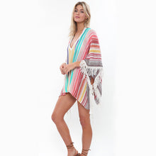Load image into Gallery viewer, Sunscreen Beach  Women&#39;s Knitting Multi-color Tassel Beach Holiday Bikini Swimsuit Cover Up