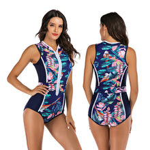 Load image into Gallery viewer, Surfwear jumpsuit sleeveless women&#39;s swimsuit hot spring swimwear Oni flower