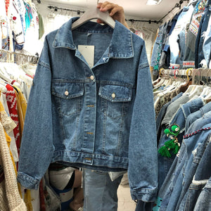 Heavy Industry Embroidery National Style Retro Old Loose Lapel Holiday Long Sleeve Denim Coat