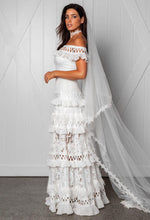 Load image into Gallery viewer, Women&#39;s Lace One Shoulder Lotus Leaf Wedding Evening Party Dress