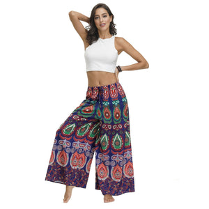 New Ethnic Style Casual All-match Wide-leg Pants with Waist Loose Pants