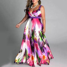 Load image into Gallery viewer, Women&#39;s dresses Europe and the United States new print deep V sexy sling large size dress