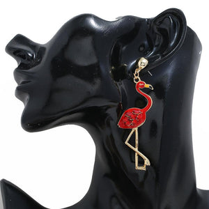 Hot new long tassel flamingo ladies Christmas earrings