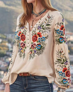 New Women's Shirts Long-sleeved Printed Large Size Loose