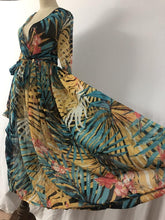 Load image into Gallery viewer, Chiffon Long Sleeves Dress Robe V Neck Floral Bohemian Boho Dress Long Dress Big Hem Maxi Dress