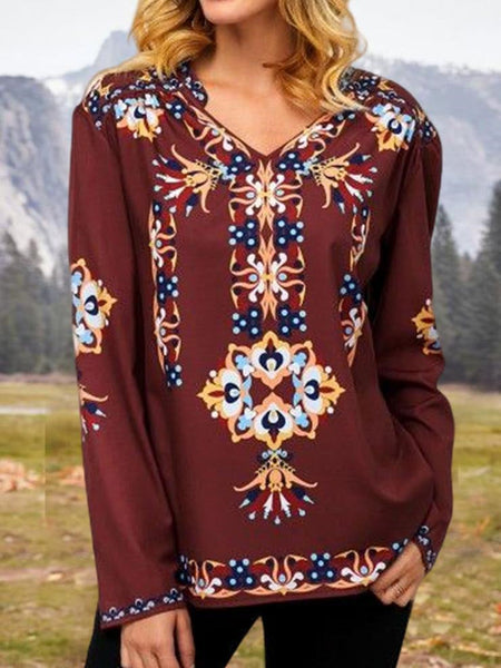 Spring loose print long sleeve T-shirt