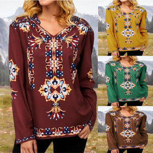 Spring loose print long sleeve T-shirt