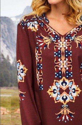 Spring loose print long sleeve T-shirt