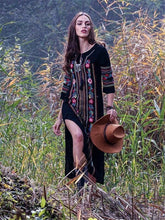 Load image into Gallery viewer, New Rayon Embroidered Mid-length-sleeved Beach Skirt Holiday Long Dress