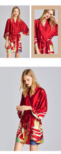 Load image into Gallery viewer, Ice silk pajamas women&#39;s summer silk nightgown bathrobe morning gowns large printed household clothes women&#39;s summer thin