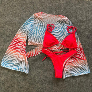 New Style Swimsuit Bikini Three-piece Mesh Swimwear
