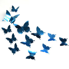 Load image into Gallery viewer, 12Pcs/lot 3D Butterfly Mirror Wall Sticker Decal Wall Art Removable Wedding Decoration Kids Room Decoration Sticker