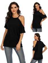 Load image into Gallery viewer, Hot Selling Solid Color Short Sleeve Spring and Summer New T-shirt Off Shoulder Top Women&#39;s 6 Colors Choice