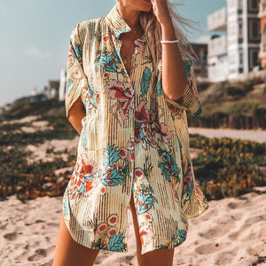 Chiffon Beach Sunscreens Beach Holiday Loose Shirt Bikini Top Blouse