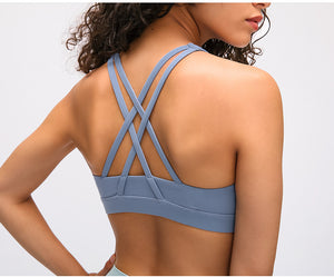 In Spring The New Sports Bra Women's Cross-beautiful Back Gathers and Runs Yoga Fitness Bra