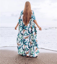 Load image into Gallery viewer, New White Background Leaf Print Beach Loose Seaside Cover up