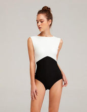 Load image into Gallery viewer, New Solid Color Black and White Stitching Bikini One-piece Triangle Swimsuit