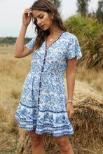 Load image into Gallery viewer, Spring and Summer New Beach Skirt V-Neck Short Sleeve Bohemian Dress