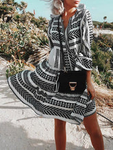 Load image into Gallery viewer, Boho Printed Tribal Bell Sleeve Dresses