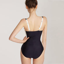 Load image into Gallery viewer, Retro Black and White Color Matching Holiday One-piece Swimsuit