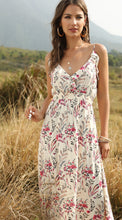 Load image into Gallery viewer, Bohemian Wind Printed Flounced V-neck Suspender Dress