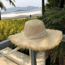 Load image into Gallery viewer, Handmade Hat Women Summer Small Fresh Fold Woven Straw Hat Beach Big Brim Sunscreen Sun Hat