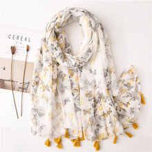 Women's cotton and linen feel flower scarf spring, summer and autumn shade shawl soft temperament