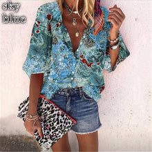 Load image into Gallery viewer, New Style Multicolor Printed Casual Women&#39;s Shirt With 9-point Sleeves