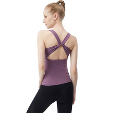 Load image into Gallery viewer, Yoga vest women&#39;s long fashion cross back sports fitness top with chest cushion