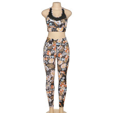 Load image into Gallery viewer, Two-piece yoga suit with printed cropped waistcoat and leggings