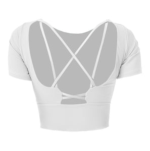 Short-sleeved T-shirt with breast pad and beautiful back, women's yoga clothes, naked sports tops and women's fitness clothes