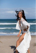 Load image into Gallery viewer, Lace Embroidered Ruffled Chiffon Pullover with Beach Jersey Bikini Blouse