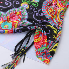 Load image into Gallery viewer, Swimsuit fringe moire totem printing bag hip split briefs swimwear