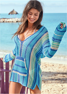 Hair-knit Sky-top Vacation Beach Bikini Blouse