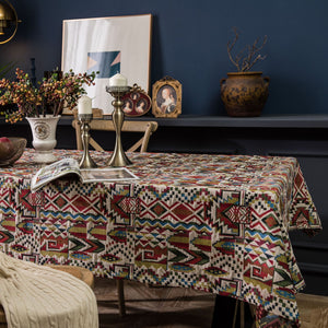 Geometry Bohemian Style Linen Double-sided Pattern Thick Tablecloth