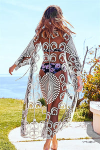 Lace Embroidered Beach Sun-kissed Loose-fitting Vacation Dress Bikini Cardigan