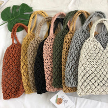 Load image into Gallery viewer, 9 Colors Handmade Beach Pure Ins Women&#39;s Bag Summer Hollow Mesh Woven Bag Forest Grass Woven Bag Holiday Handmade Cotton Rope Mesh Bag Beach Bag