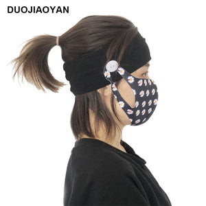 Sports Yoga Fitness Buns with Button Mask Anti-restraint Headband Solid Color Parent-child Couple Dress
